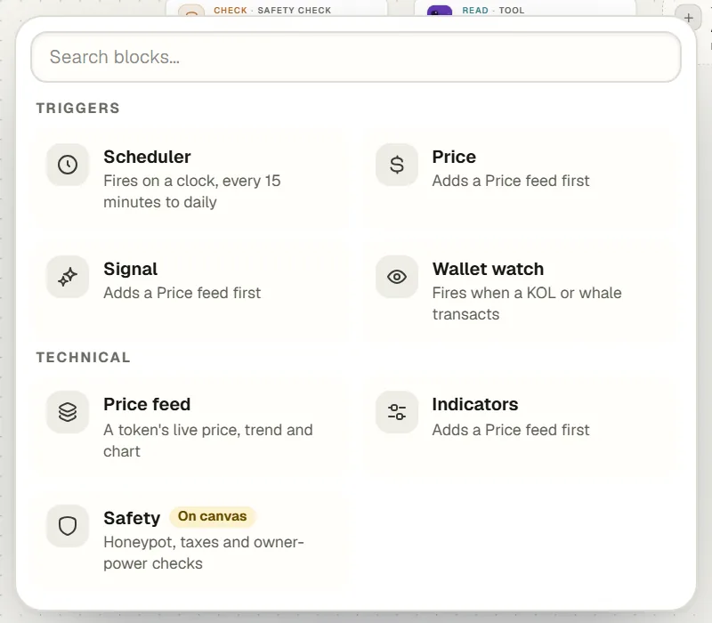 The Add block toolbox